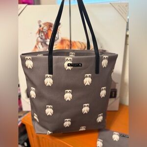 Kate Spade Wise Owl Print Tote Bag with Pouch